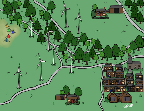 Map of the location, showing the windfarm's proposed development loaction