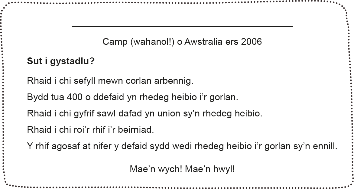 Camp wahanol o Awstralia 